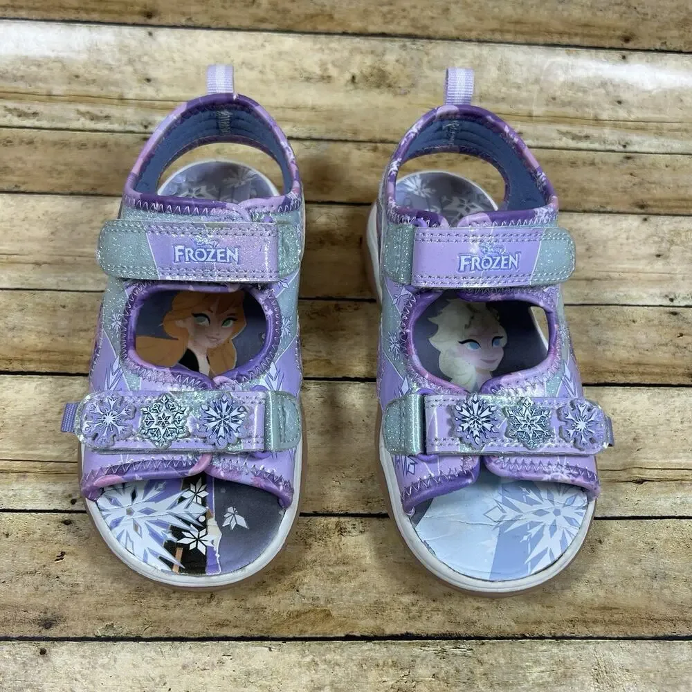 Disney Frozen Movie Toddler Girls Sandals Anna & Elsa Purple Blue Size 11